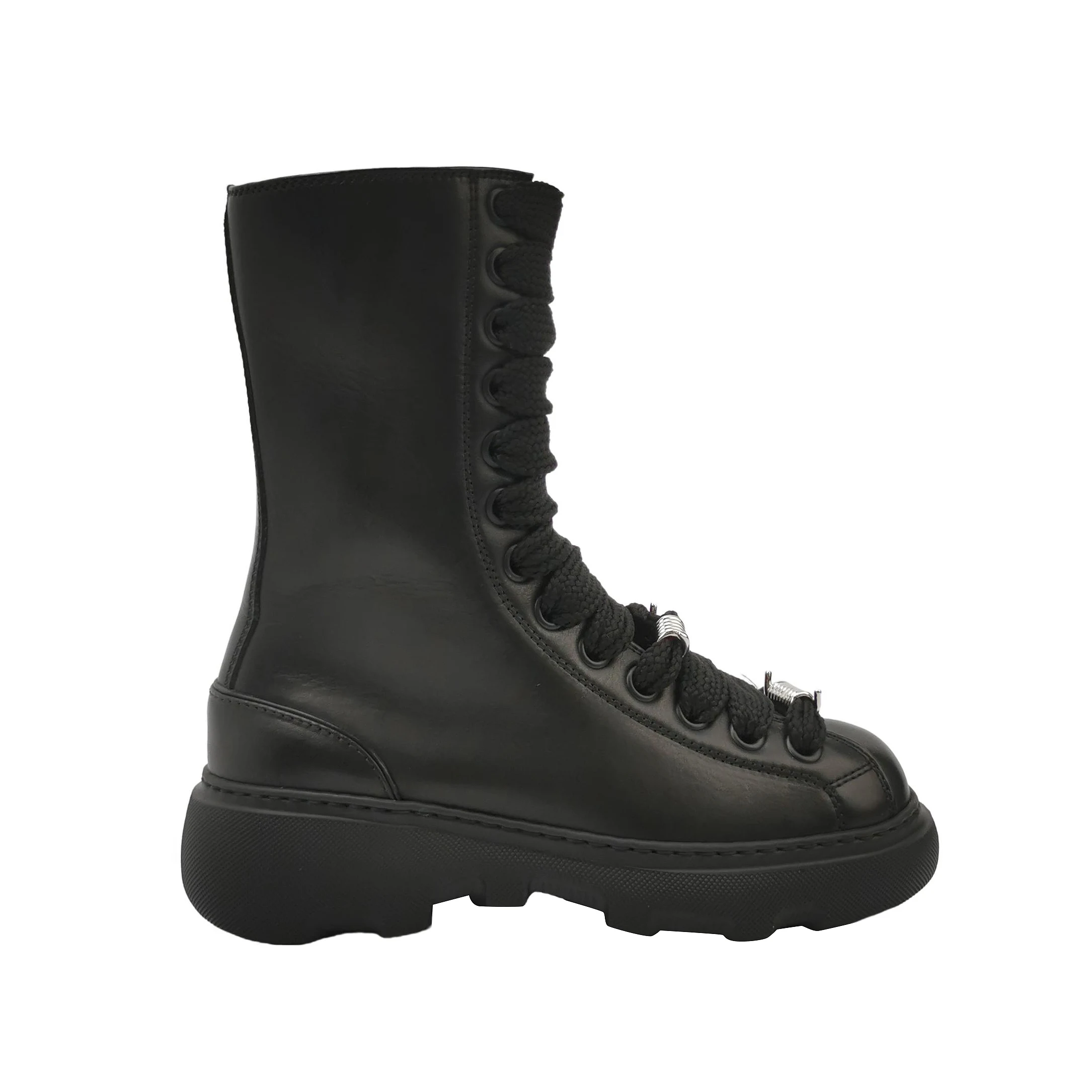 Burberry Leather Lace-Up Ankle Boots, Black