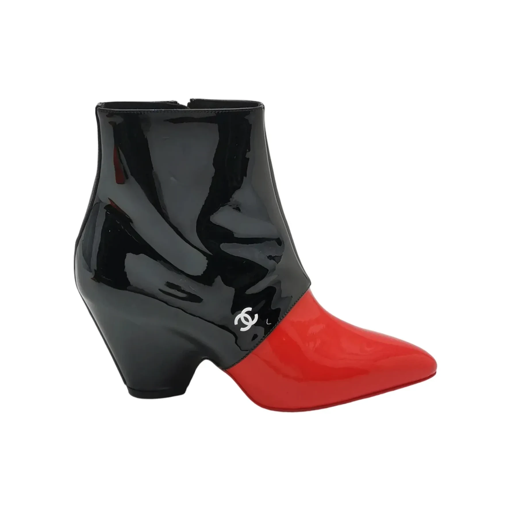 Chanel Double-C Ankle Boots, Black Patent