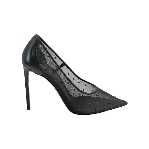 Saint Laurent Crystal Stiletto Pumps, Black