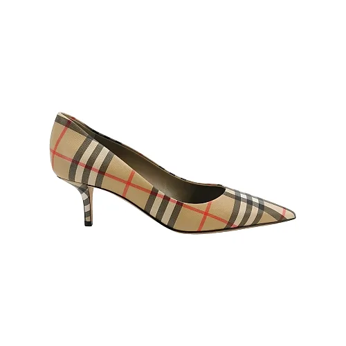 Burberry Check Stiletto Pumps, Khaki