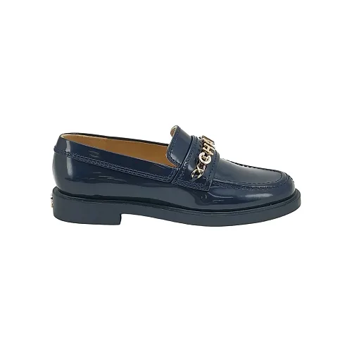 Chanel Logo Patent Flats, Blue