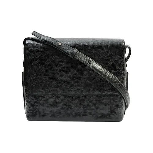 Logo Embossed Shoulder Bag Black