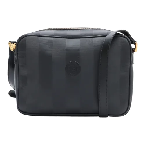 Pecan Pattern Logo Embossed Shoulder Bag Black