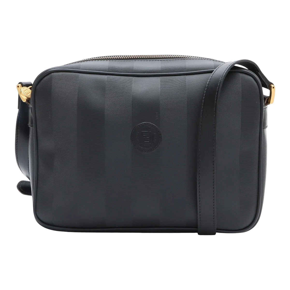 Pecan Pattern Logo Embossed Shoulder Bag Black