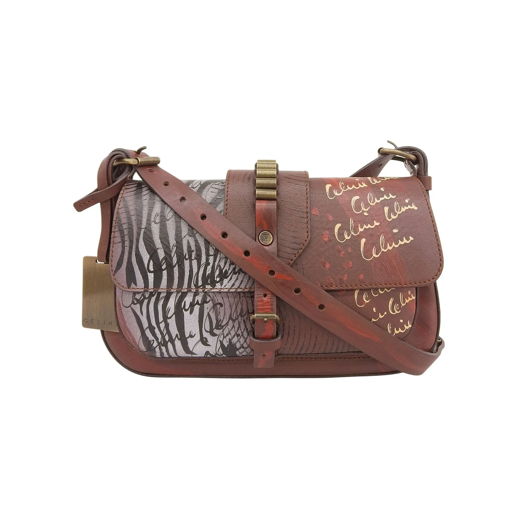 Hand-Painted Shoulder Bag Brown/Multi