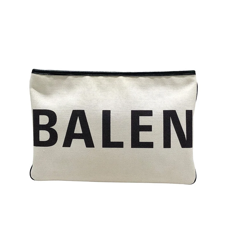 Ivory Black Canvas Pouch