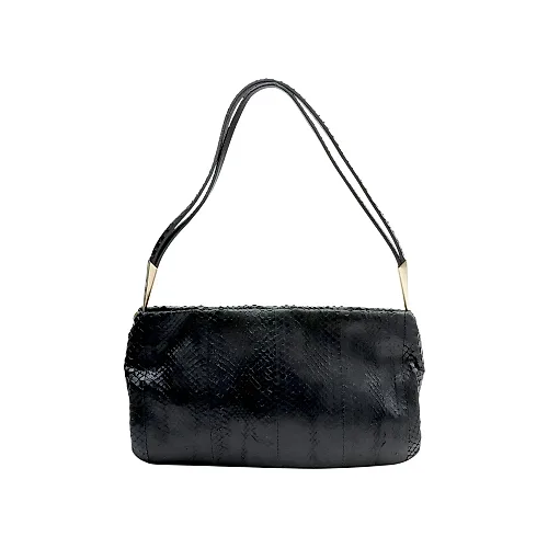 Python Shoulder Bag - Black