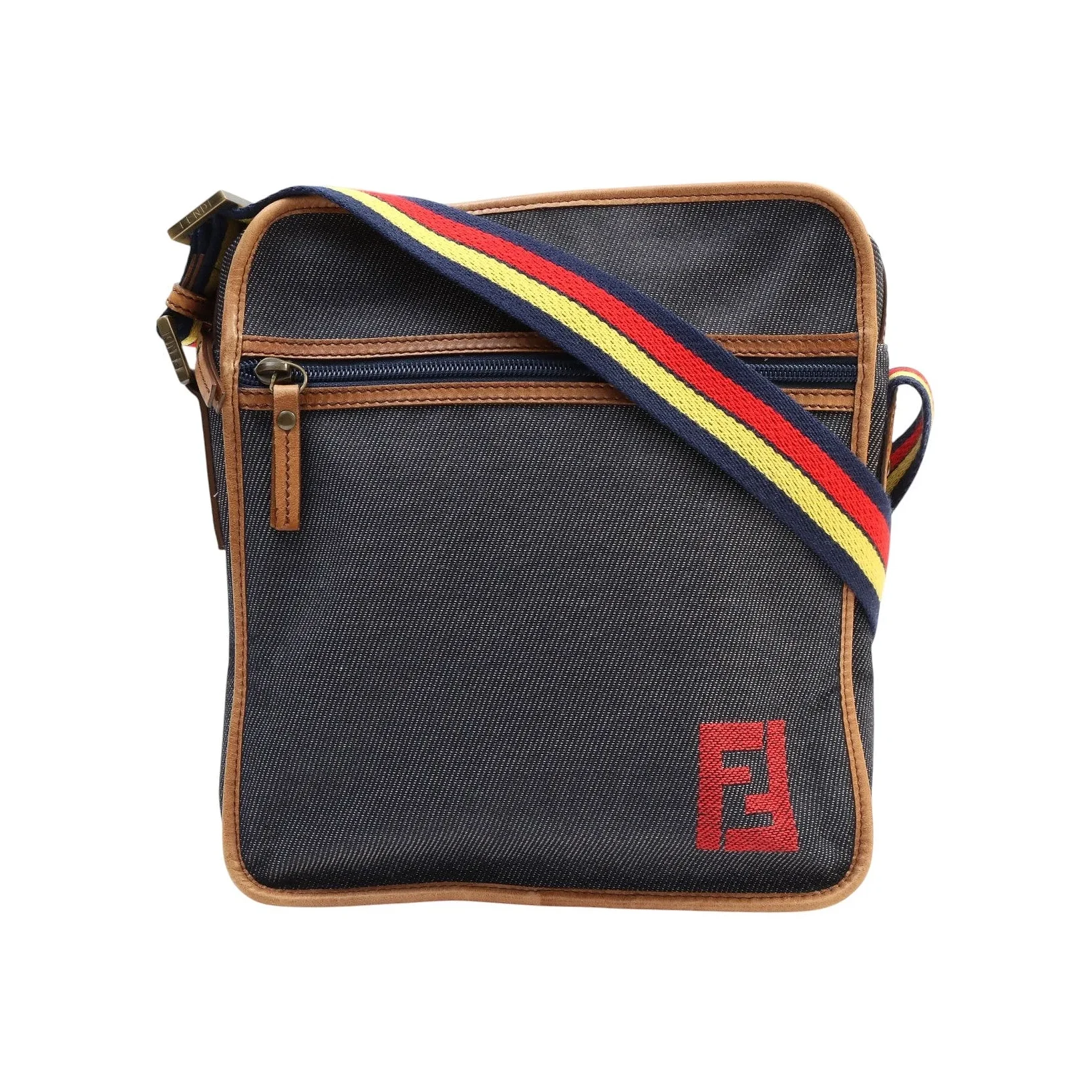 Denim Logo Messenger Bag Indigo/Brown