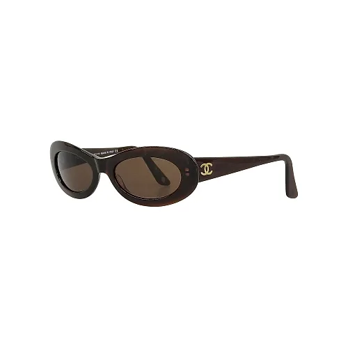 Side CC Logo Oval Sunglasses Brown