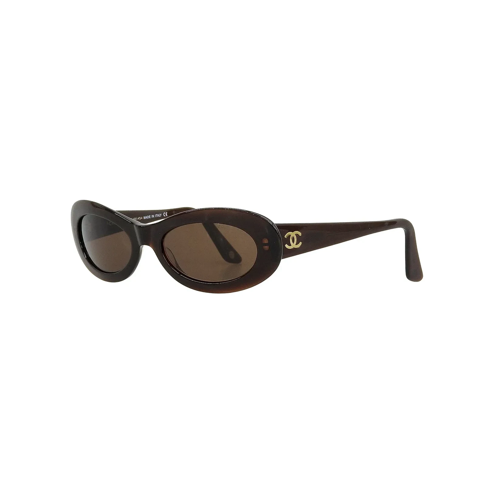 Side CC Logo Oval Sunglasses Brown