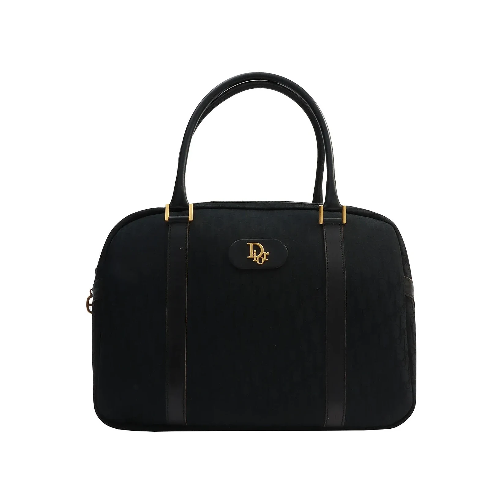 Trotter Pattern Logo Plate Handbag Black