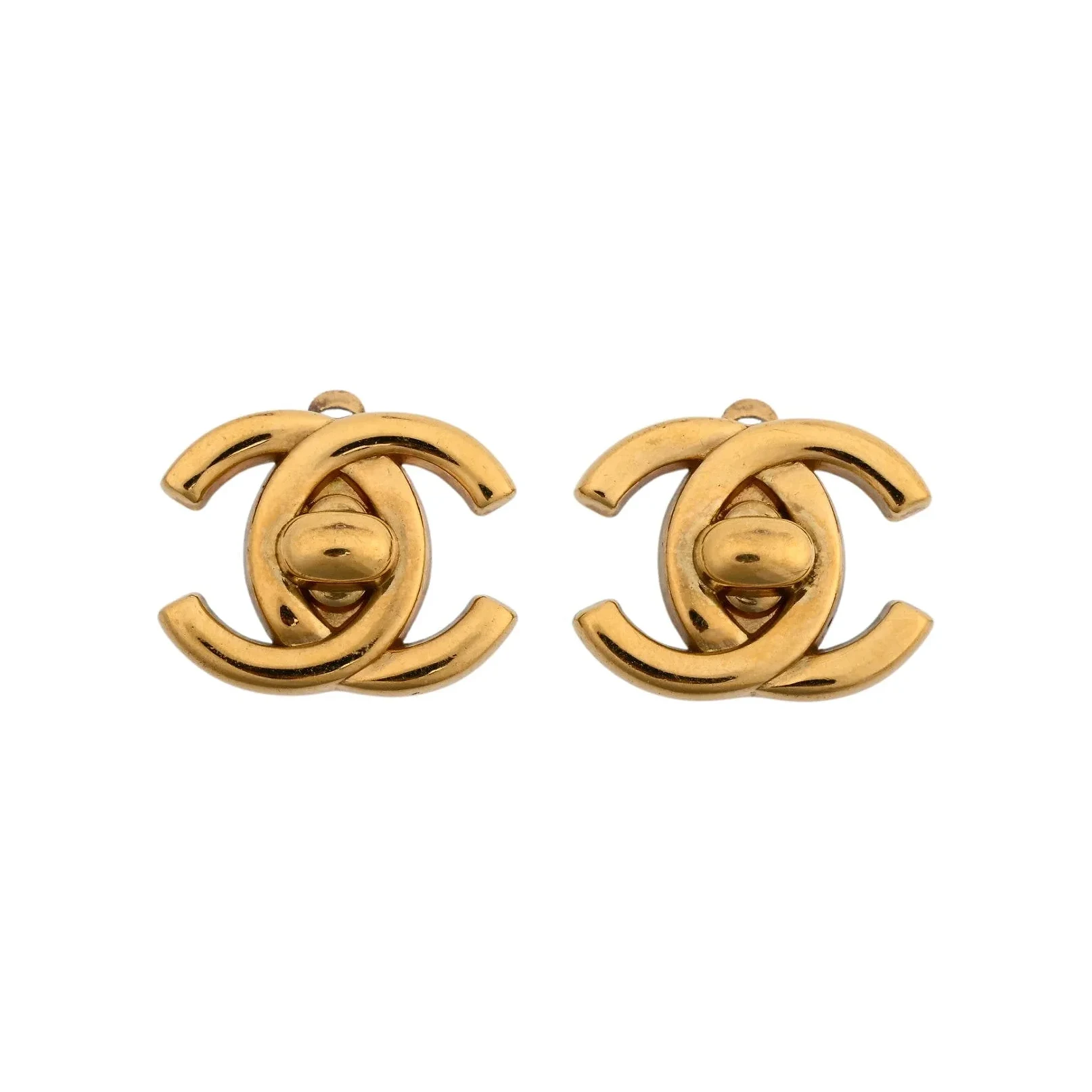 1996 CC Turn-Lock Earrings Gold