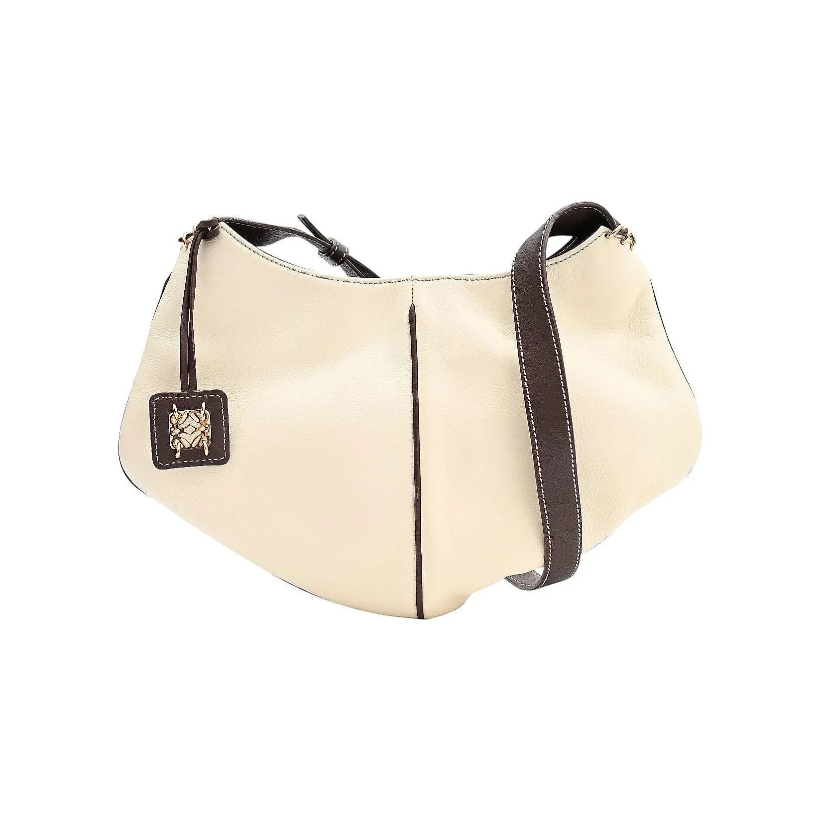 Bicolor Anagram Charm Shoulder Bag Ivory/Dark Brown