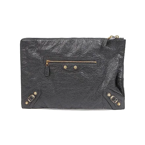 Gray Leather Giant Clutch Bag