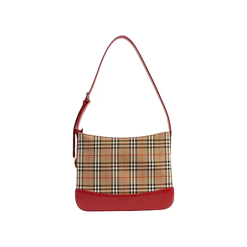 Nova Check Pattern Logo Charm Shoulder Bag Beige/Red