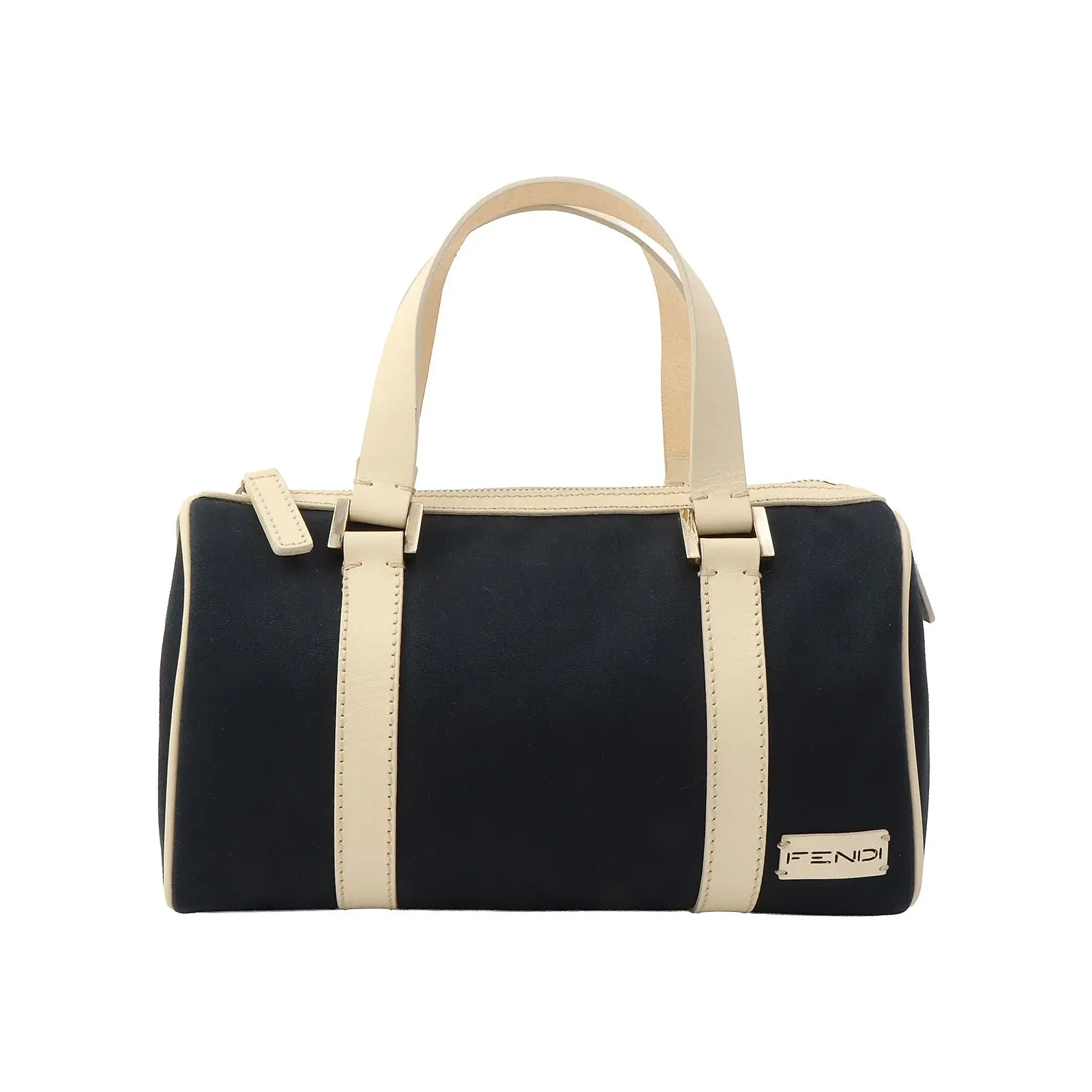 Bicolor Logo Plate Mini Handbag Navy/White