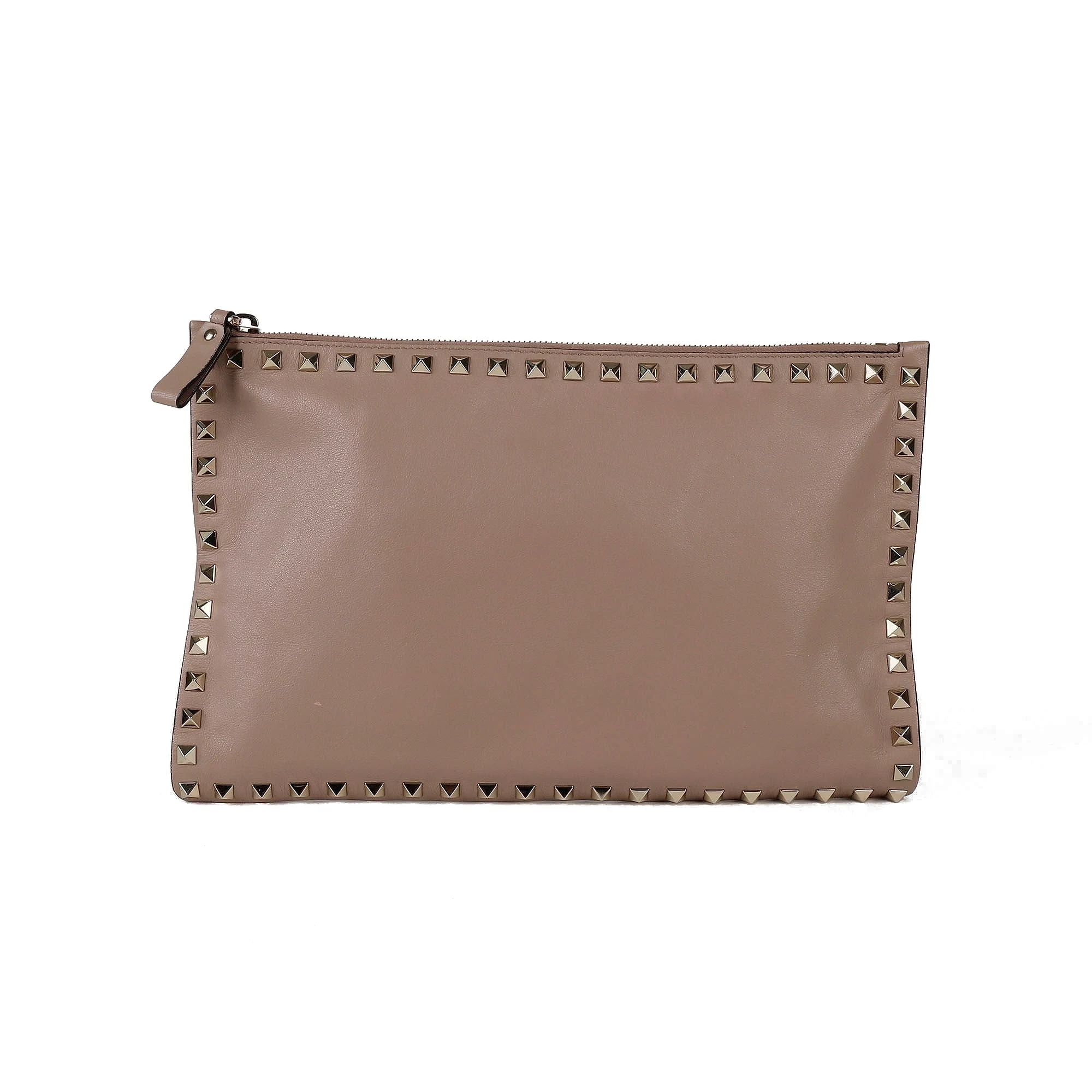 Indi Pink Leather Rockstud Clutch 2P0269
