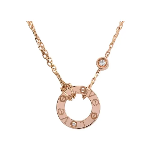 18K Diamond Love Circle Necklace Rose Gold