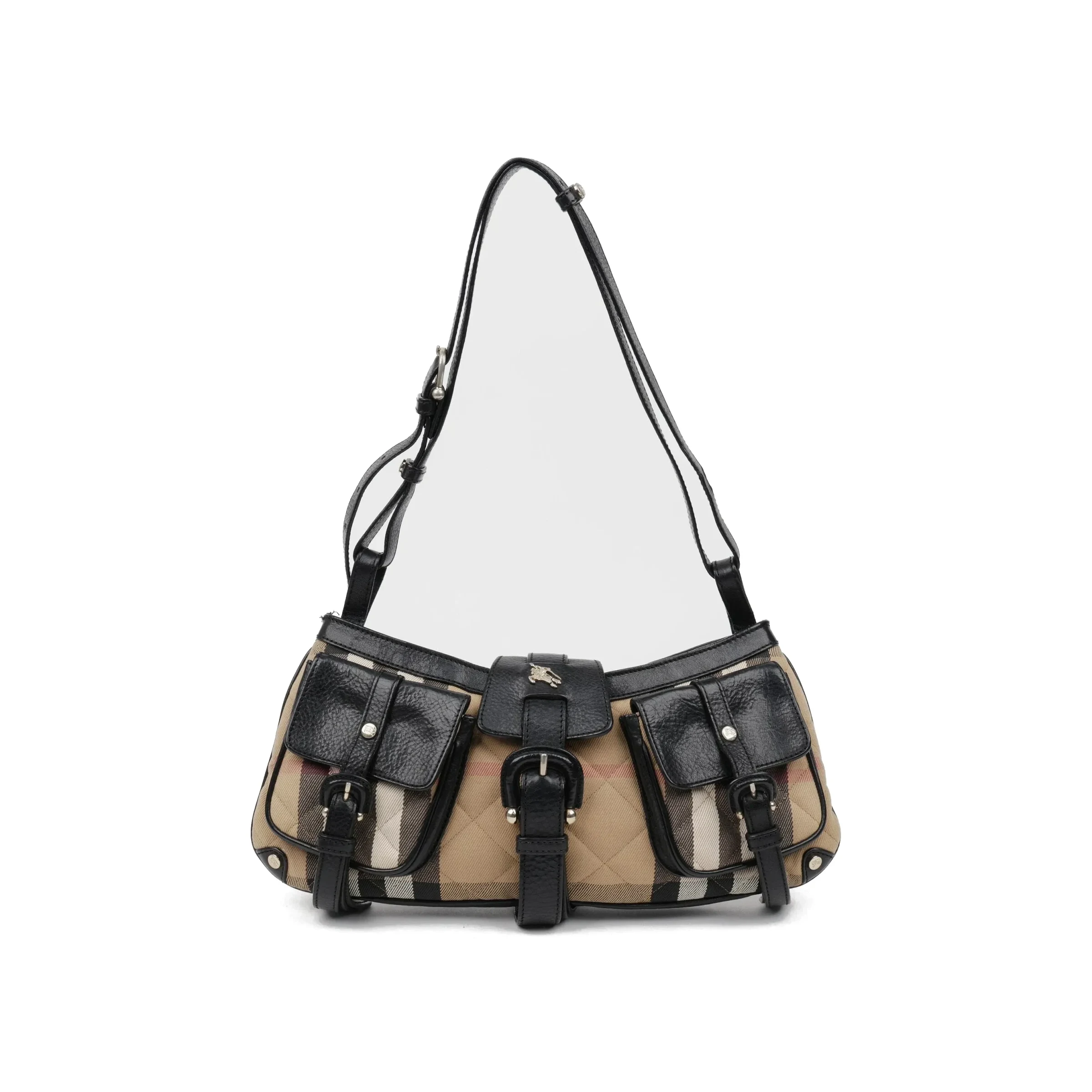 House Check Two-Pocket Shoulder Bag