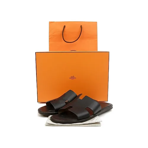 Izmir Black Leather Slippers