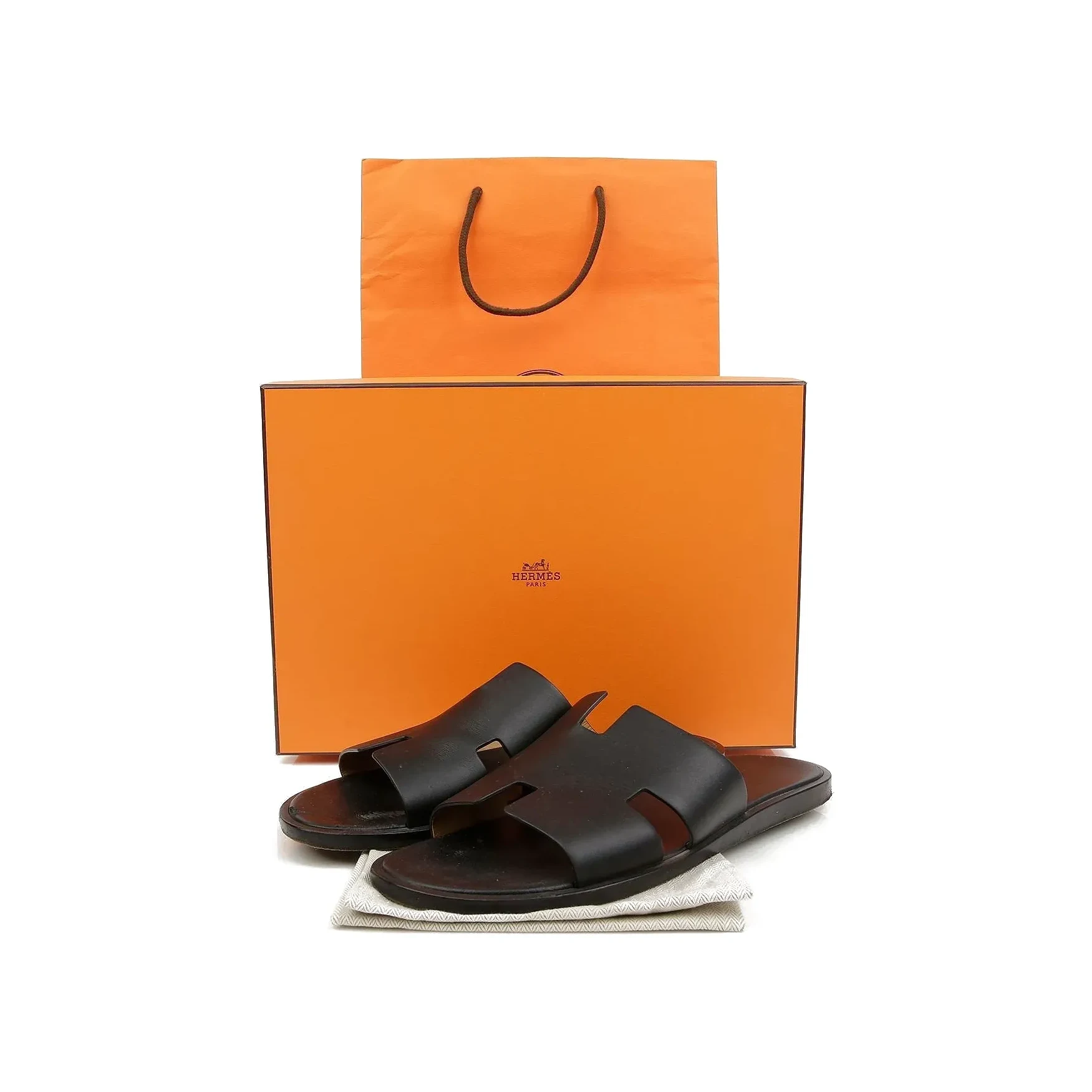 Izmir Black Leather Slippers