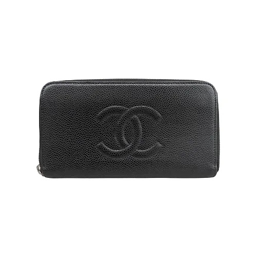 Circa 2010 Caviar Skin CC Mark Stitch Long Wallet Black