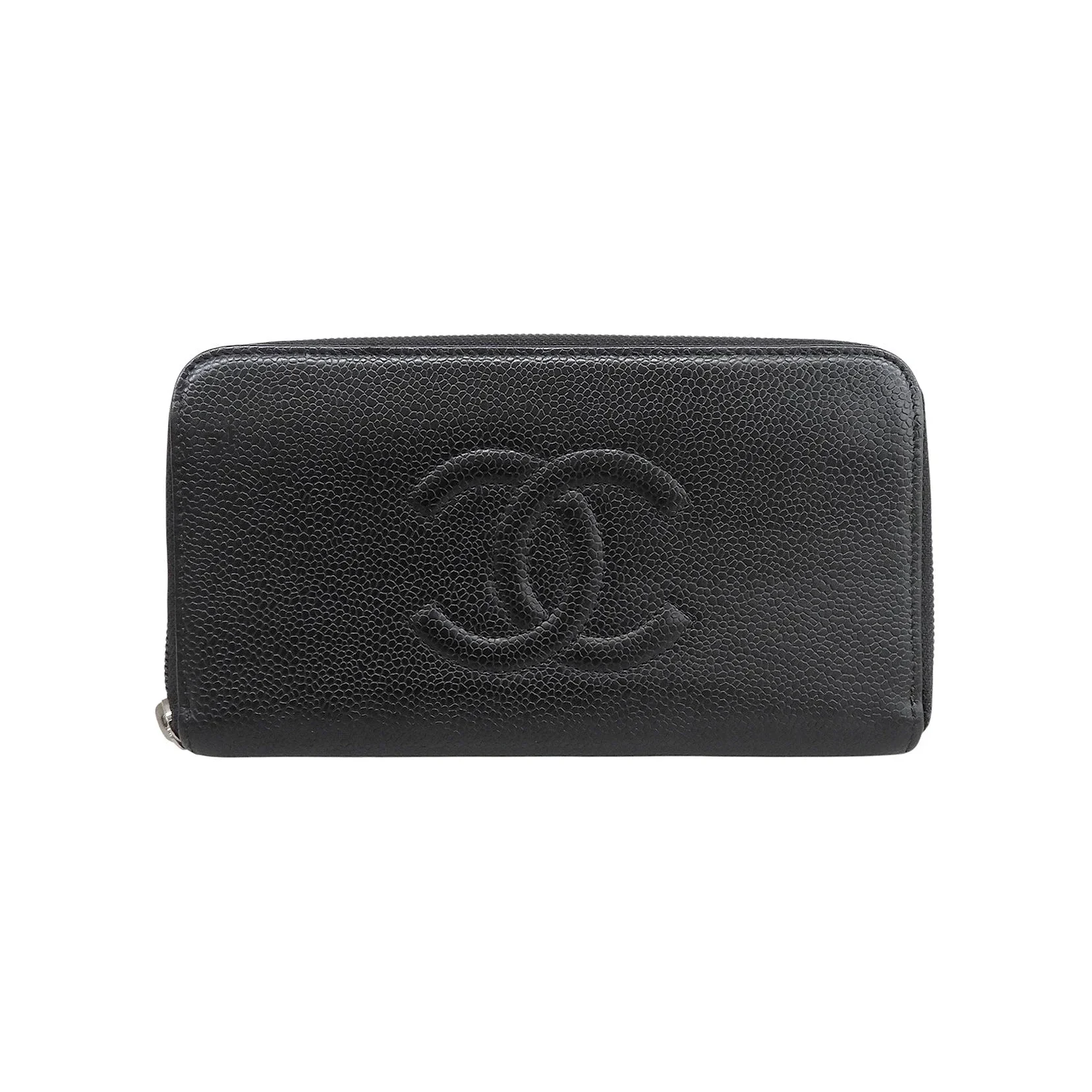 Circa 2010 Caviar Skin CC Mark Stitch Long Wallet Black