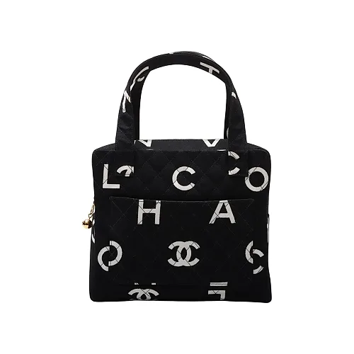 Circa 1997 Cotton CC Logo Print Handbag Black