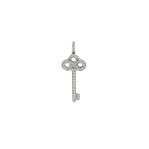 Tiffany & Co. Tiffany Keys Mini Fleur de Lis Key Pendant, Platinum, Diamond