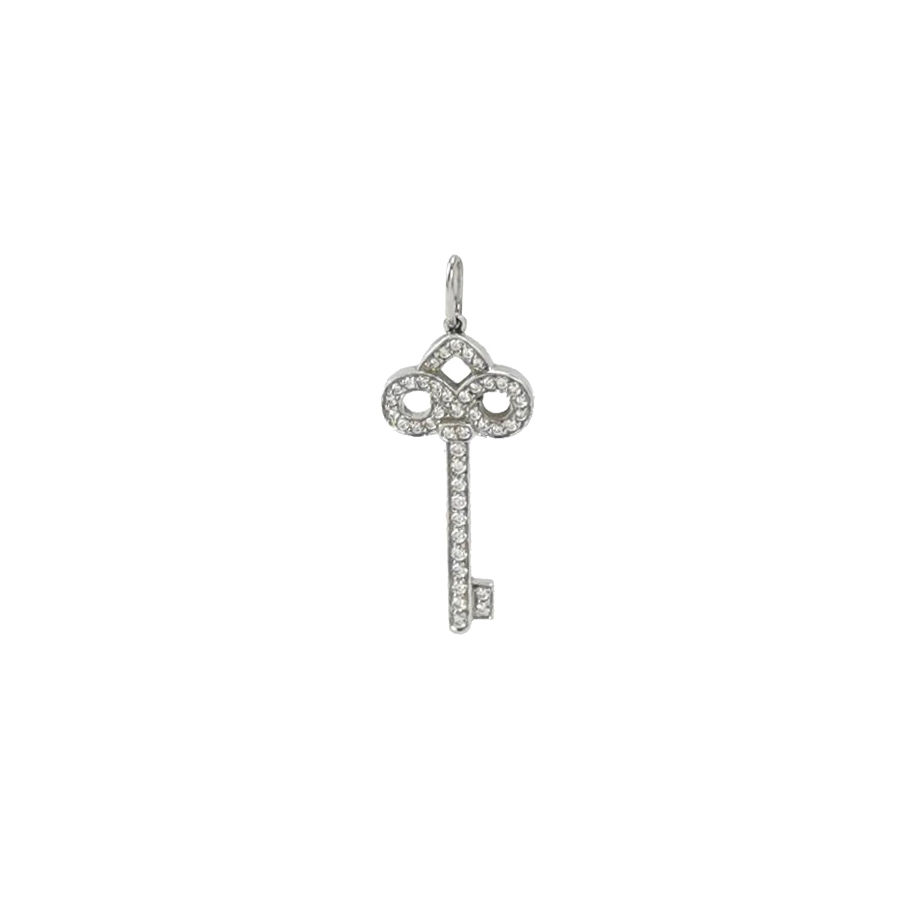 Tiffany & Co. Tiffany Keys Mini Fleur de Lis Key Pendant, Platinum, Diamond