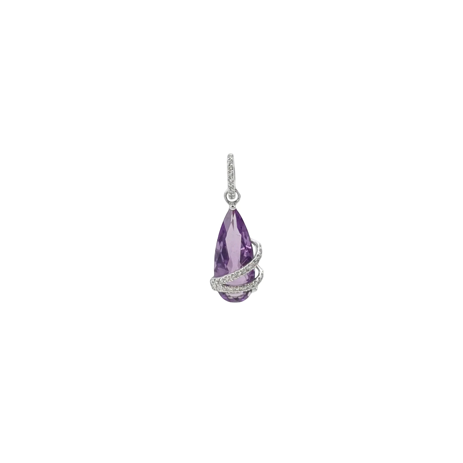 TSL 18K White Gold Diamond Crystal Pendant