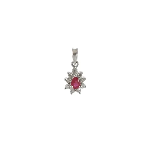 TSL Platinum PT900 Diamond Gemstone Pendant