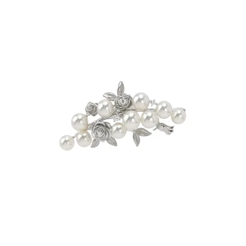 Tasaki Brooch, 18K White Gold, Diamond and Pearl