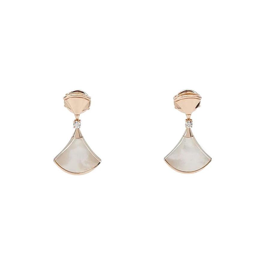 Bvlgari Divas' Dream Stud Earrings, 18K Rose Gold, Diamond and Mother-of-Pearl