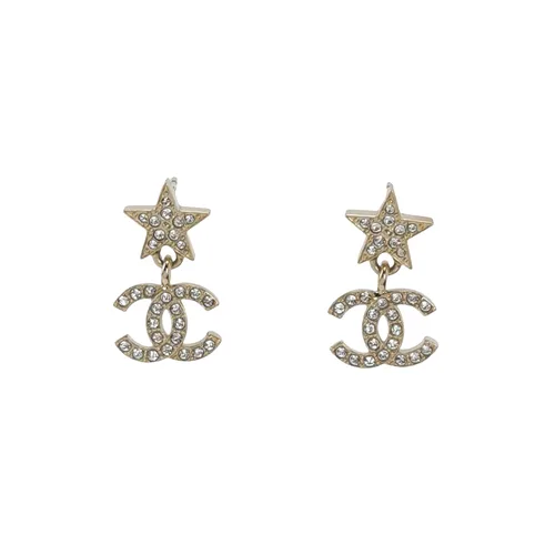 Chanel CC Logo Star Stud Earrings, Faux Crystal