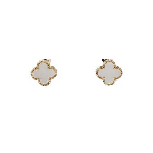 Van Cleef & Arpels Vintage Alhambra Stud Earrings, 18K Yellow Gold, Mother-of-Pearl