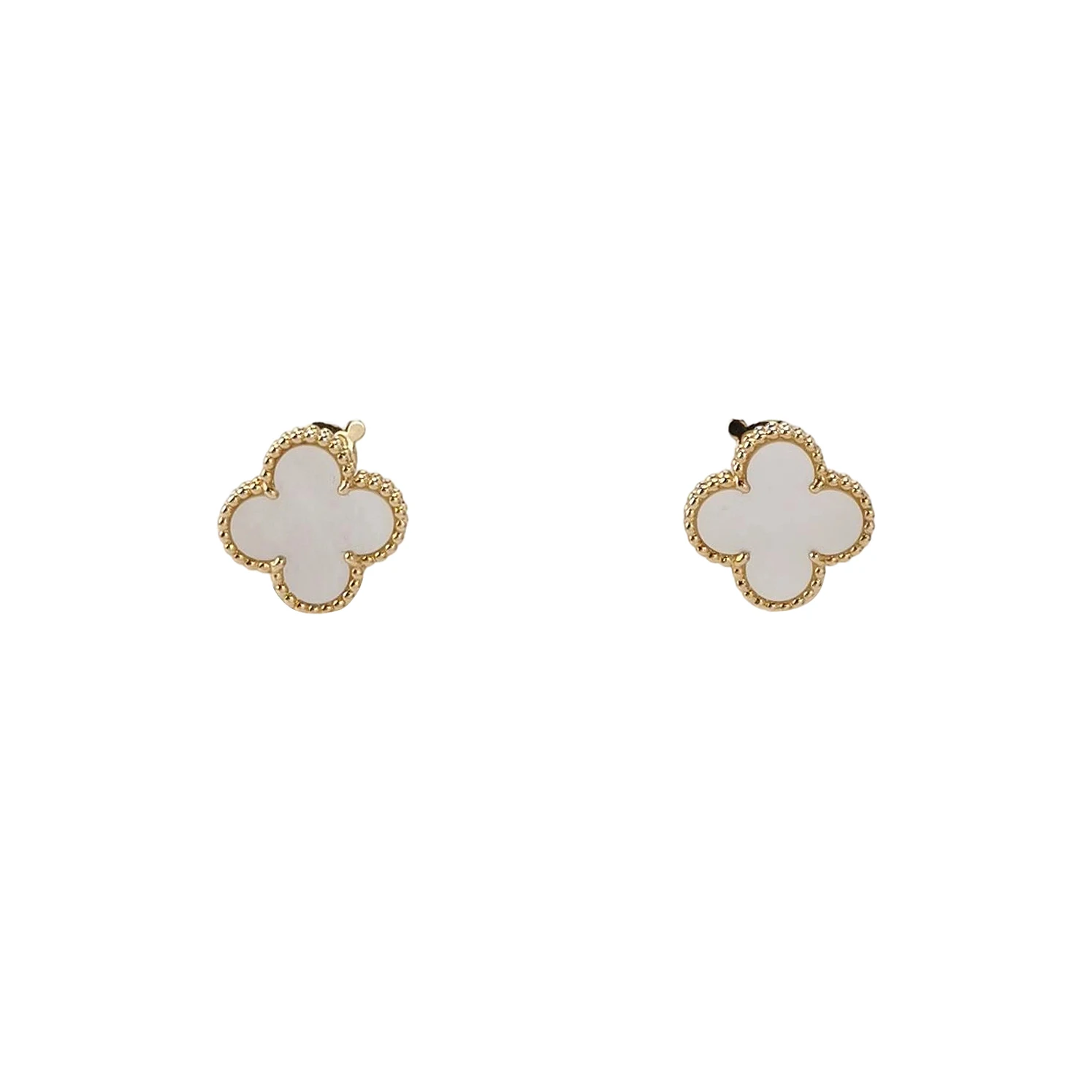Van Cleef & Arpels Vintage Alhambra Stud Earrings, 18K Yellow Gold, Mother-of-Pearl