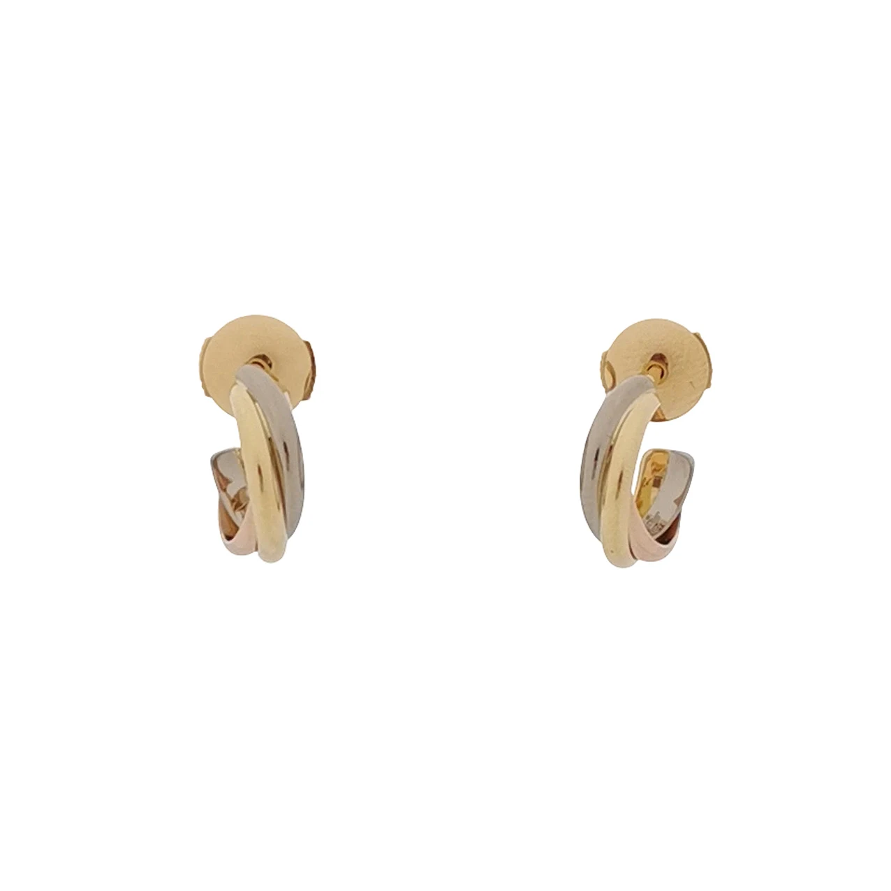 Cartier Trinity Stud Earrings, 18K Rose, White and Yellow Gold
