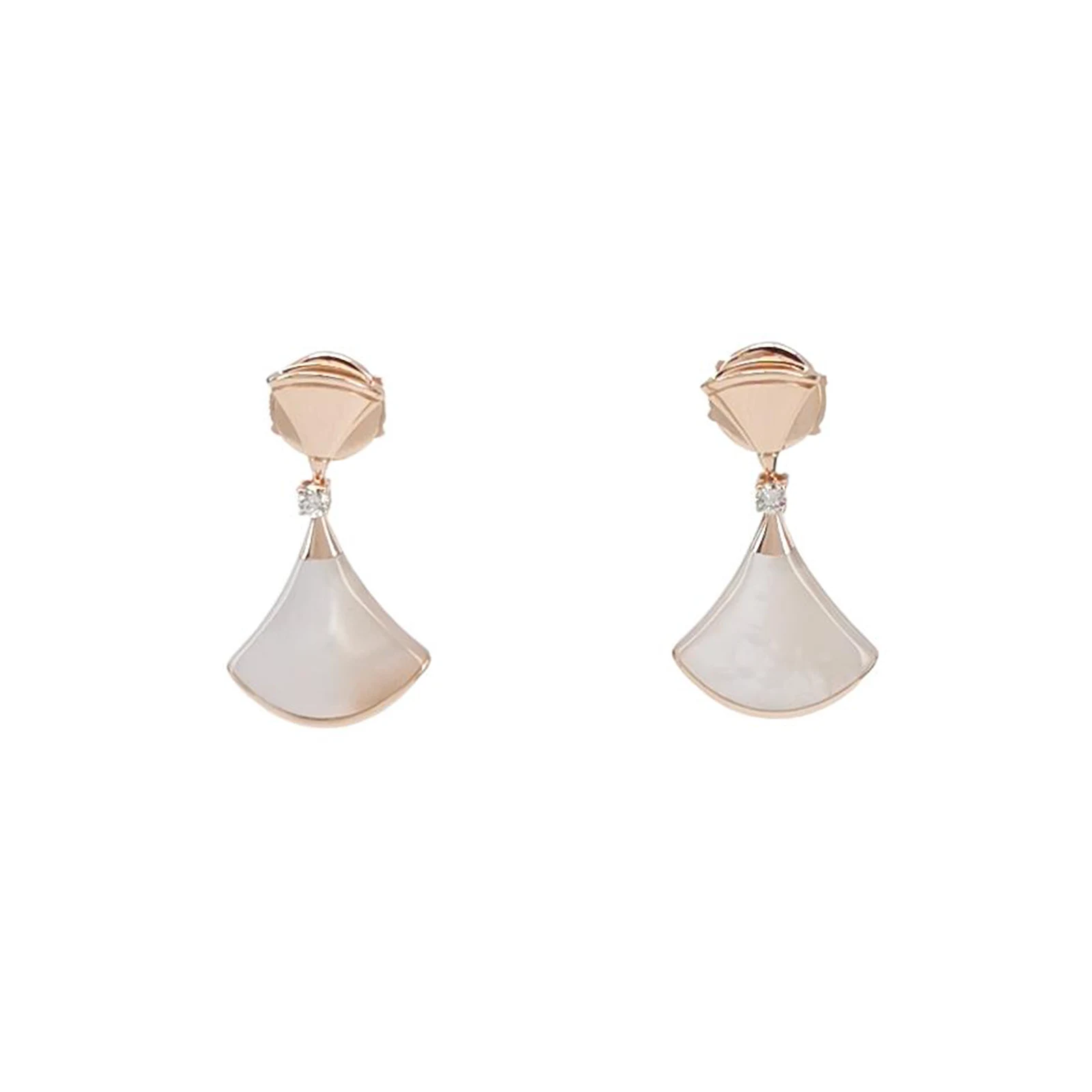 Bvlgari Divas' Dream Stud Earrings, 18K Rose Gold, Diamond and Mother-of-Pearl