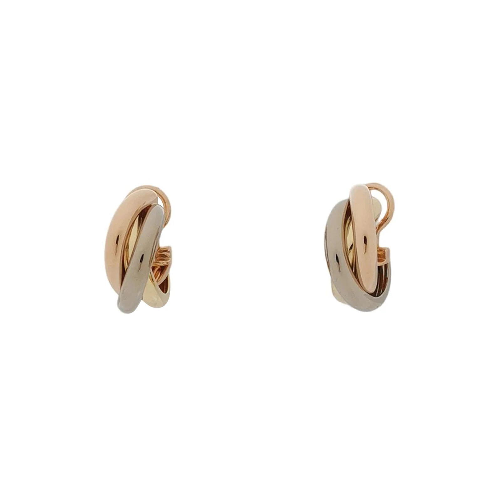 Cartier Trinity Stud Earrings, 18K Rose, White and Yellow Gold