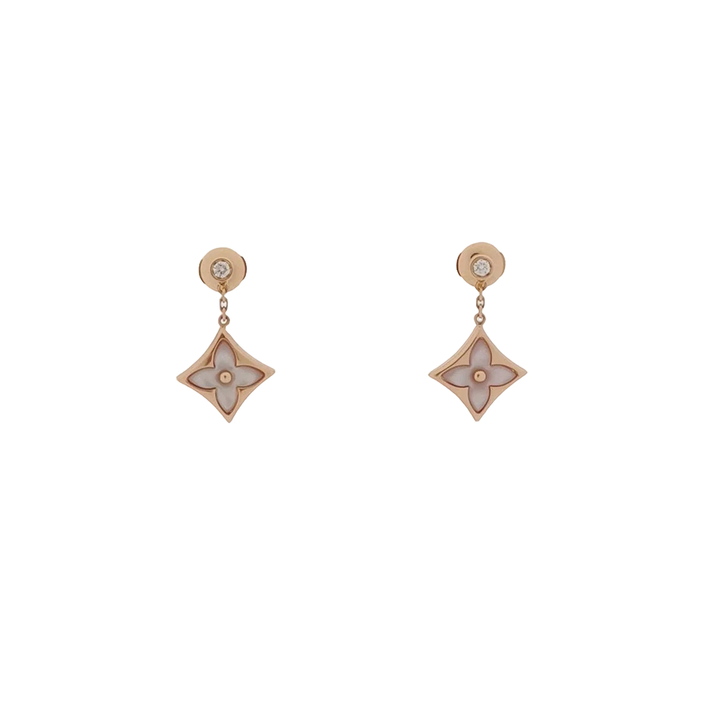 Louis Vuitton Color Blossom Stud Earrings, 18K Rose Gold, Diamond and Mother-of-Pearl
