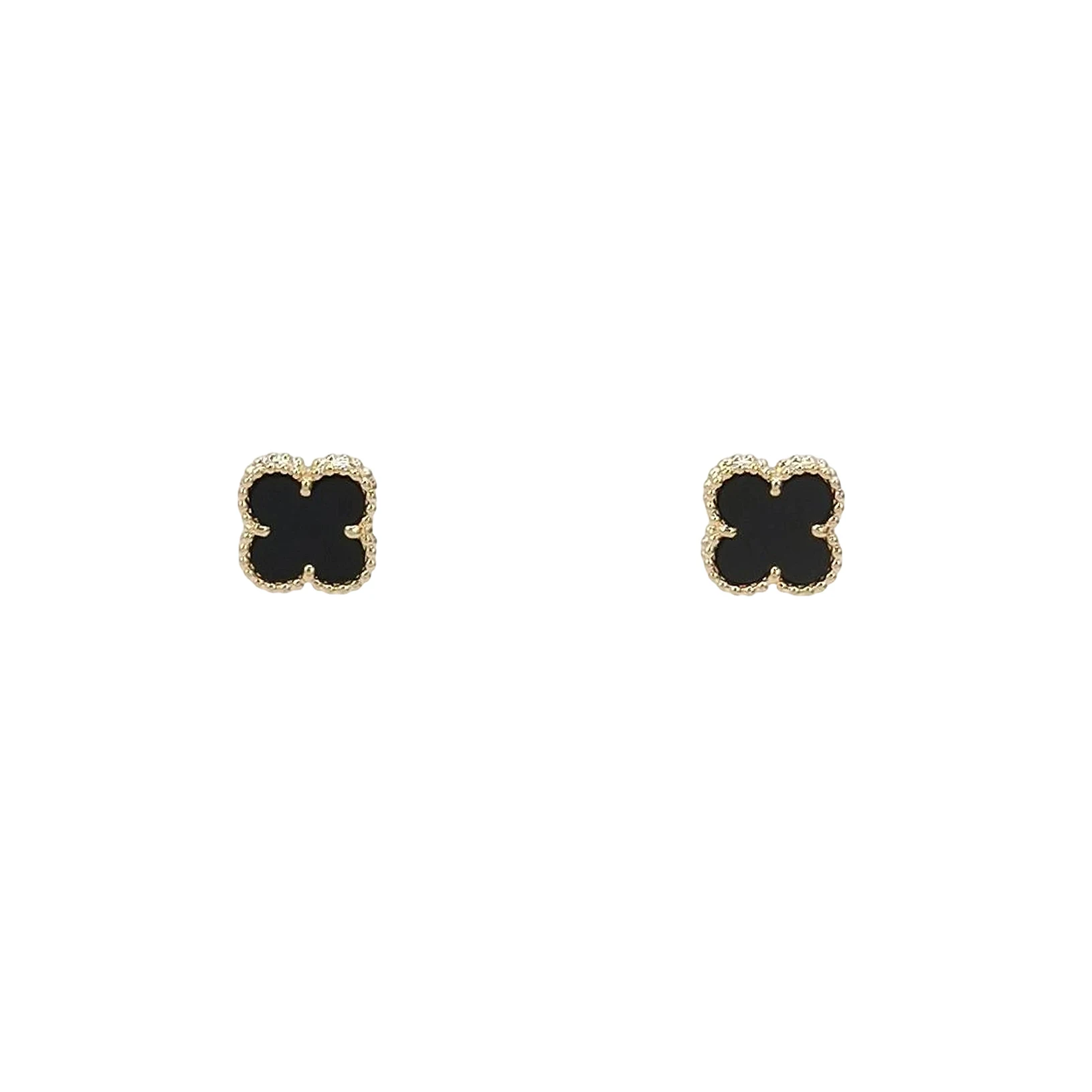 Van Cleef & Arpels Sweet Alhambra Clover Stud Earrings, 18K Yellow Gold, Agate