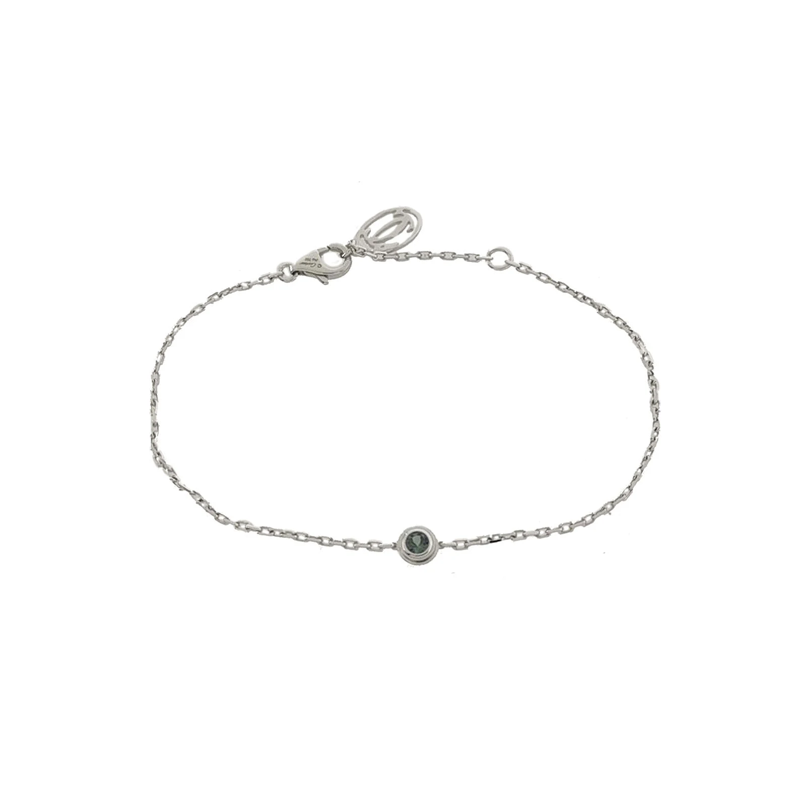 Cartier d'Amour Bracelet, 18K White Gold and Sapphire, Saucer Charm