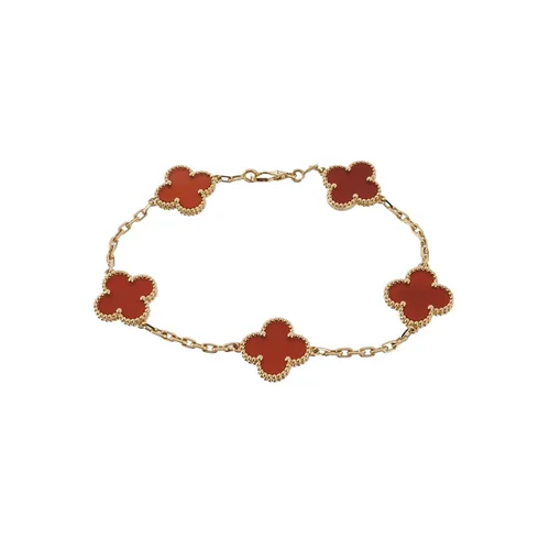 Van Cleef & Arpels Vintage Alhambra Bracelet, 18K Yellow Gold, Carnelian