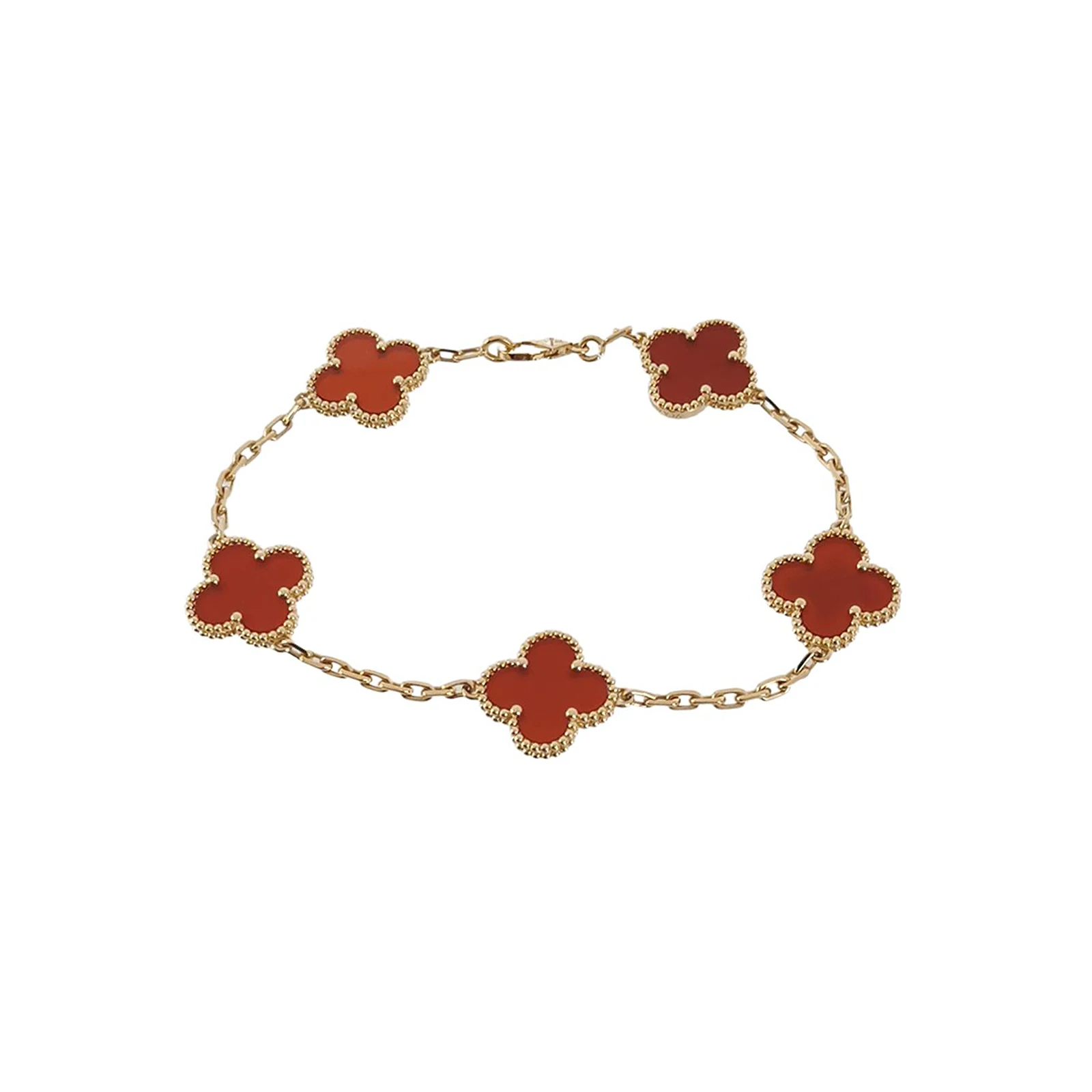 Van Cleef & Arpels Vintage Alhambra Bracelet, 18K Yellow Gold, Carnelian