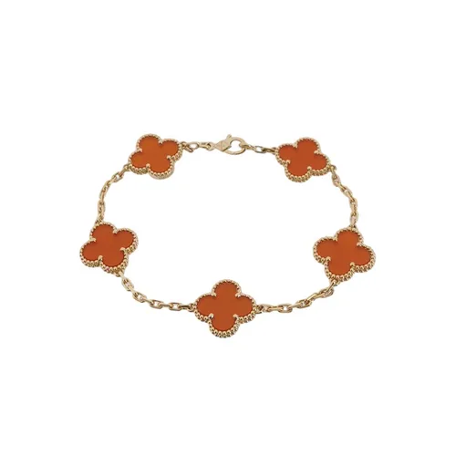 Van Cleef & Arpels Vintage Alhambra Bracelet, 18K Yellow Gold, Carnelian
