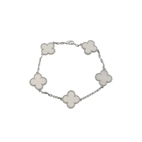 Van Cleef & Arpels Vintage Alhambra Bracelet, 18K White Gold, Mother-of-Pearl