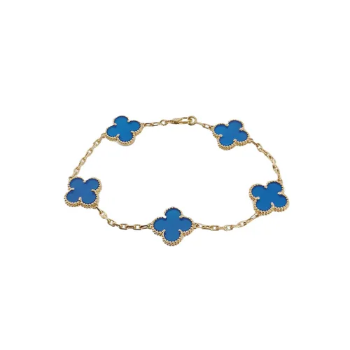 Van Cleef & Arpels Vintage Alhambra Bracelet, 18K Yellow Gold, Agate