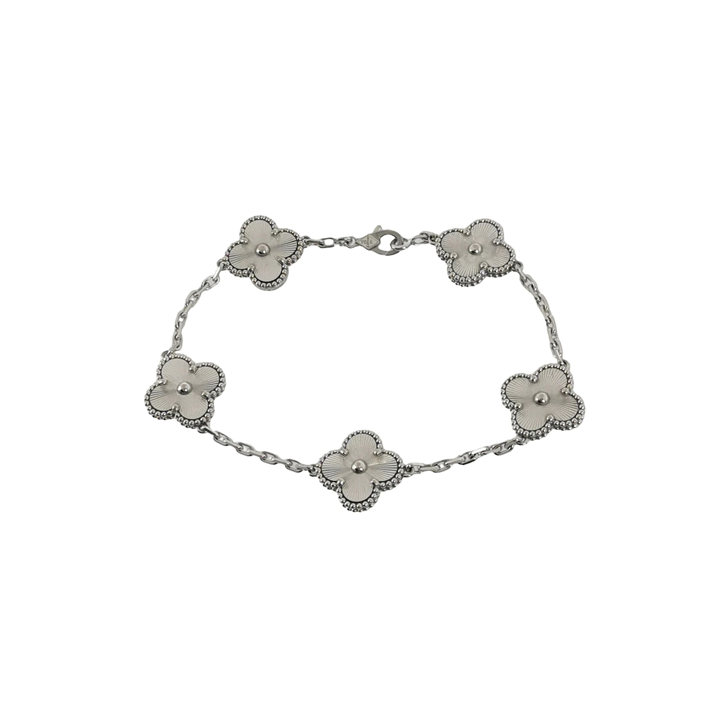 Van Cleef & Arpels Vintage Alhambra Bracelet, 18K White Gold