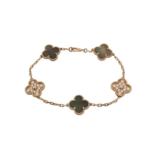 Van Cleef & Arpels Vintage Alhambra Bracelet, 18K Rose Gold, Diamond and Mother-of-Pearl
